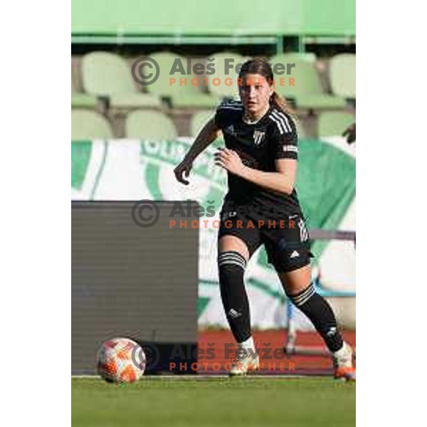 in action during Women\'s First league football match between ZNK Olimpija and ZNK Mura Nona in Ljubljana, Slovenia on April 22, 2023