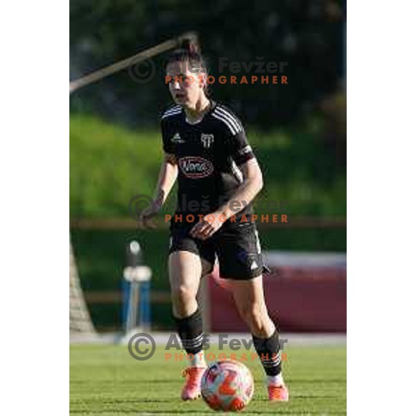 in action during Women\'s First league football match between ZNK Olimpija and ZNK Mura Nona in Ljubljana, Slovenia on April 22, 2023