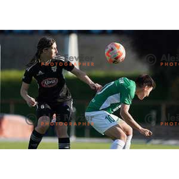 in action during Women\'s First league football match between ZNK Olimpija and ZNK Mura Nona in Ljubljana, Slovenia on April 22, 2023