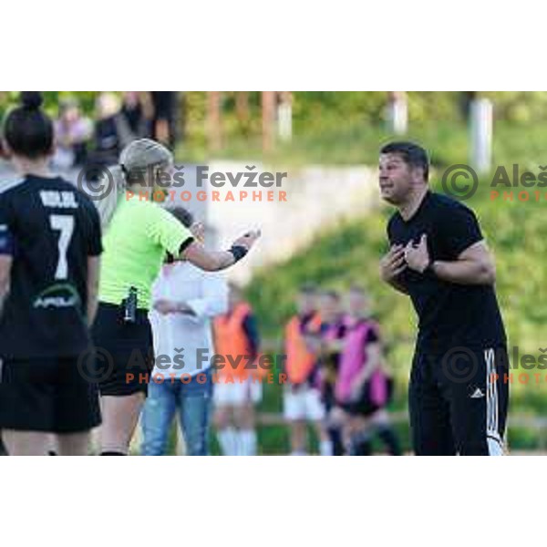 in action during Women\'s First league football match between ZNK Olimpija and ZNK Mura Nona in Ljubljana, Slovenia on April 22, 2023