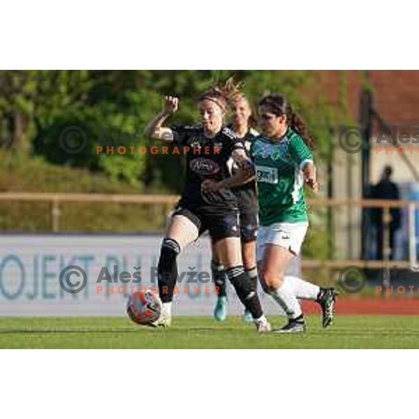 in action during Women\'s First league football match between ZNK Olimpija and ZNK Mura Nona in Ljubljana, Slovenia on April 22, 2023