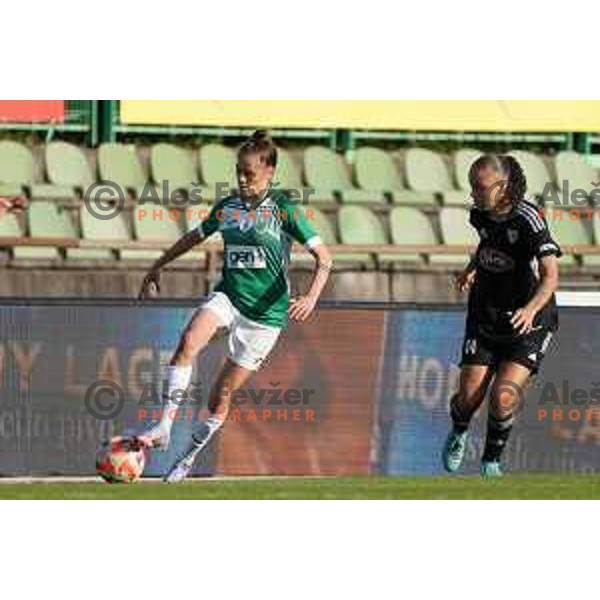 in action during Women\'s First league football match between ZNK Olimpija and ZNK Mura Nona in Ljubljana, Slovenia on April 22, 2023