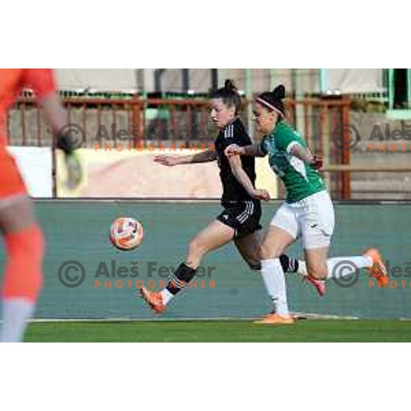 in action during Women\'s First league football match between ZNK Olimpija and ZNK Mura Nona in Ljubljana, Slovenia on April 22, 2023