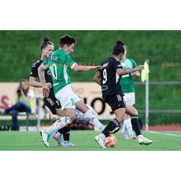 in action during Women\'s First league football match between ZNK Olimpija and ZNK Mura Nona in Ljubljana, Slovenia on April 22, 2023