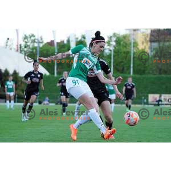 in action during Women\'s First league football match between ZNK Olimpija and ZNK Mura Nona in Ljubljana, Slovenia on April 22, 2023