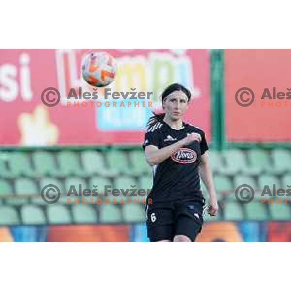 in action during Women\'s First league football match between ZNK Olimpija and ZNK Mura Nona in Ljubljana, Slovenia on April 22, 2023