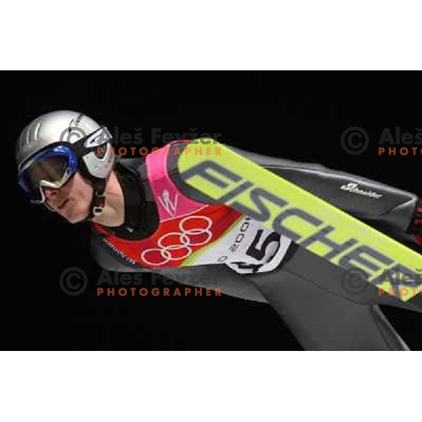 Thomas Morgenstern (AUT) at 90 m individual ski jumping event in Pragelato at Torino 2006 Winter Olympic games, Italy on February 12, 2006
