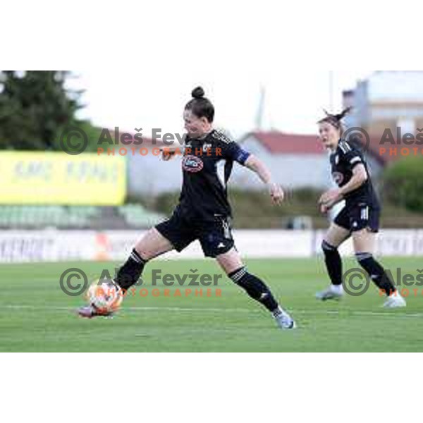 in action during Women\'s First league football match between ZNK Olimpija and ZNK Mura Nona in Ljubljana, Slovenia on April 22, 2023