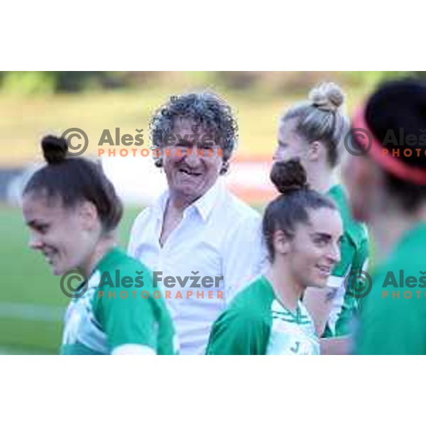 in action during Women\'s First league football match between ZNK Olimpija and ZNK Mura Nona in Ljubljana, Slovenia on April 22, 2023