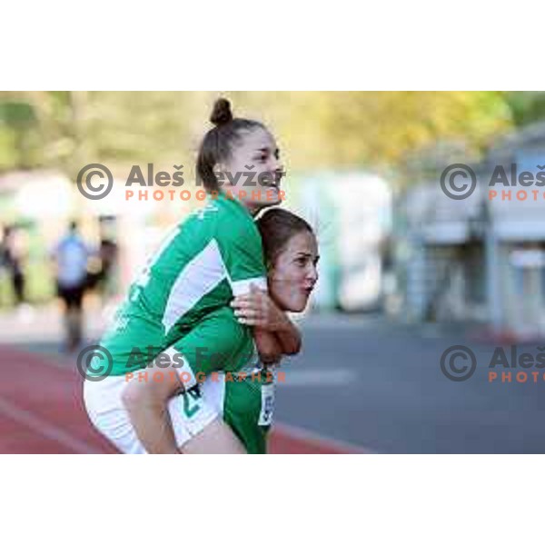 in action during Women\'s First league football match between ZNK Olimpija and ZNK Mura Nona in Ljubljana, Slovenia on April 22, 2023