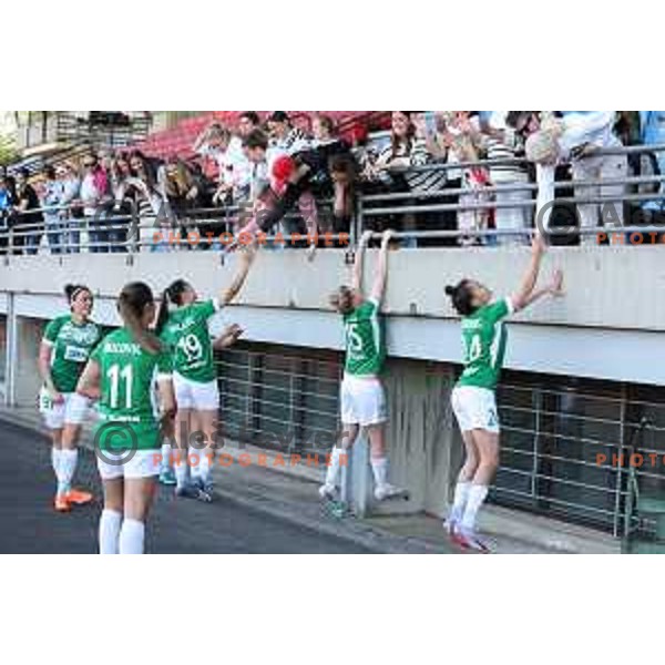 in action during Women\'s First league football match between ZNK Olimpija and ZNK Mura Nona in Ljubljana, Slovenia on April 22, 2023