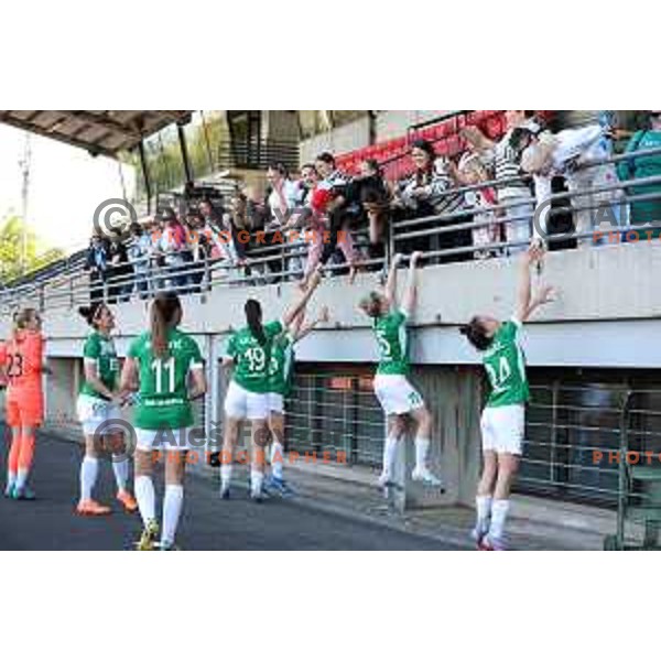 in action during Women\'s First league football match between ZNK Olimpija and ZNK Mura Nona in Ljubljana, Slovenia on April 22, 2023