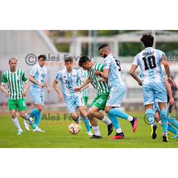 Svit Seslar in action during Prva Liga Telemach 2022-2023 football match between Gorica and OlimpIjain Nova Gorica on April 23, 2023 , Slovenia on April 23, 2023 