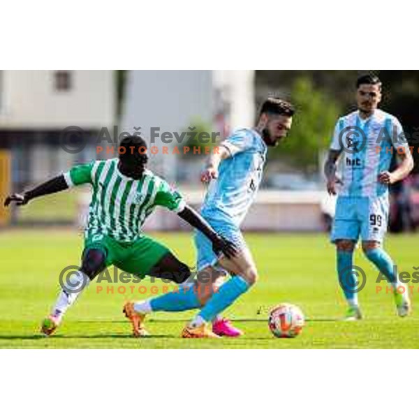 in action during Prva Liga Telemach 2022-2023 football match between Gorica and OlimpIja in Nova Gorica on April 23, 2023 , Slovenia on April 23, 2023