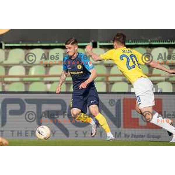 in action during Prva Liga Telemach 2022-2023 football match between Bravo and Celje in Ljubljana, Slovenia on April 23, 2023 