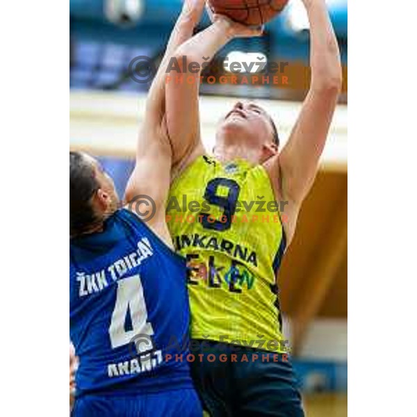 in action during first final match of 1. SKL woman on April 24 in Celje, Slovenia