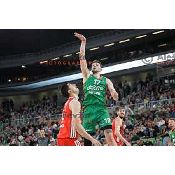 Karlo Matkovic of Cedevita Olimpija during ABA League 2022-2023 match between Cedevita Olimpija and Crvena Zvezda mts (SRB) in Ljubljana, Slovenia on April 24, 2023. Foto: Filip Barbalic