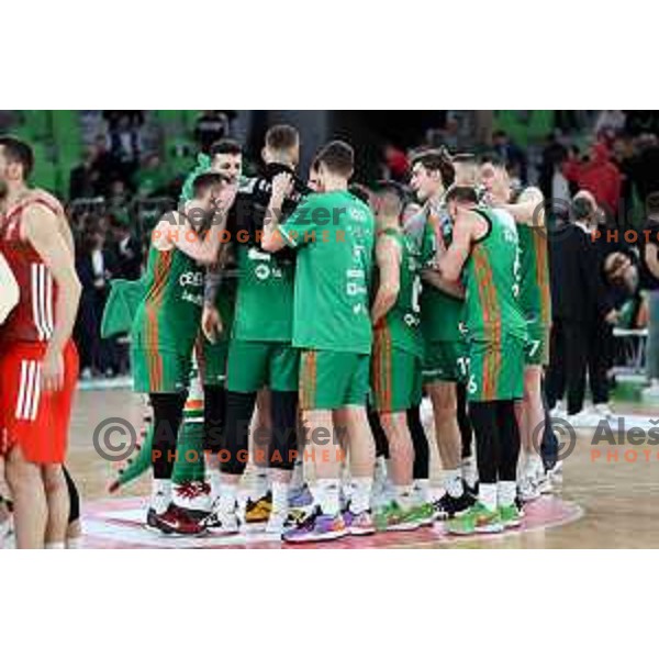 Players of Cedevita Olimpija during ABA League 2022-2023 match between Cedevita Olimpija and Crvena Zvezda mts (SRB) in Ljubljana, Slovenia on April 24, 2023. Foto: Filip Barbalic