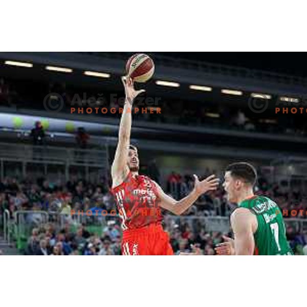 Filip Petrusev of Crvena Zvezda mts during ABA League 2022-2023 match between Cedevita Olimpija and Crvena Zvezda mts (SRB) in Ljubljana, Slovenia on April 24, 2023. Foto: Filip Barbalic