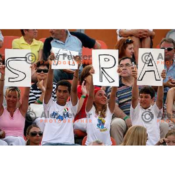 Fans of Sara Errani (ITA) at Banka Koper Slovenia Open WTA tennis tournament, Portoroz, 25.7.2008. Photo by Ales Fevzer 