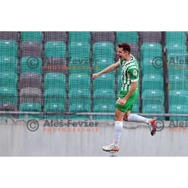 Anes Krdzalic scores and celebrates goal during Prva Liga Telemach 2022-2023 football match between Olimpija and Koper in SRC Stozice, Ljubljana, Slovenia on April 30, 2023