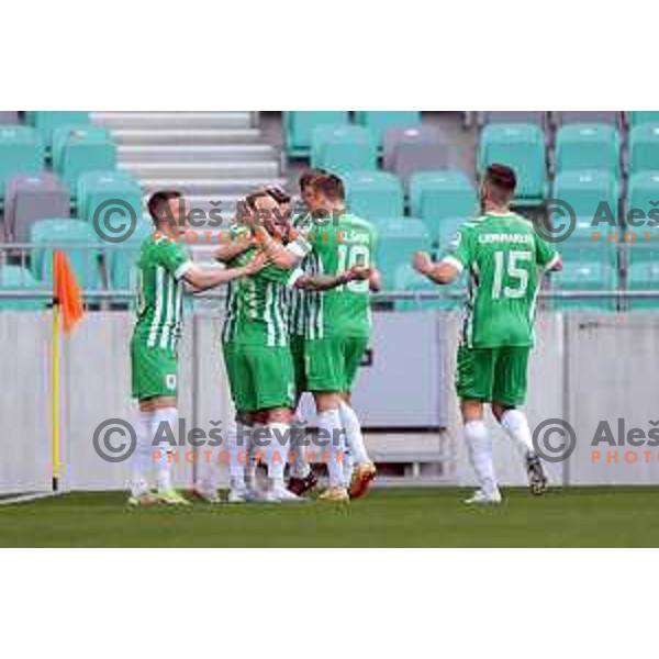 Anes Krdzalic scores and celebrates goal during Prva Liga Telemach 2022-2023 football match between Olimpija and Koper in SRC Stozice, Ljubljana, Slovenia on April 30, 2023