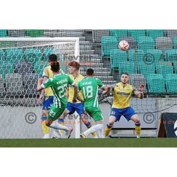 Anes Krdzalic scores and celebrates goal during Prva Liga Telemach 2022-2023 football match between Olimpija and Koper in SRC Stozice, Ljubljana, Slovenia on April 30, 2023