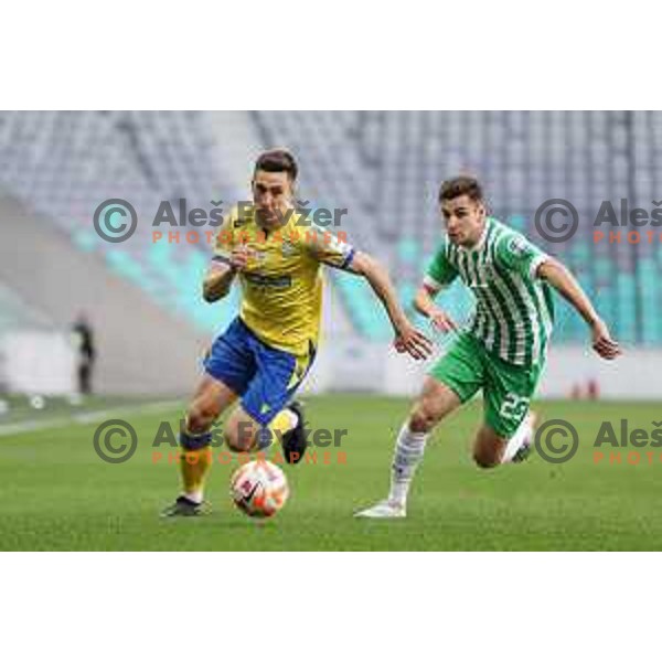 In action during Prva Liga Telemach 2022-2023 football match between Olimpija and Koper in SRC Stozice, Ljubljana, Slovenia on April 30, 2023 , Slovenia on April 23, 2023