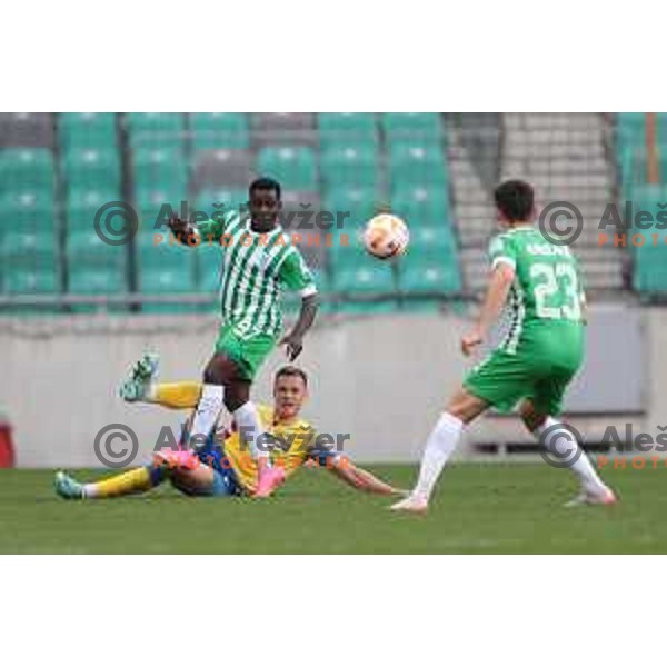 Aldair Balde and Matej Palcic in action during Prva Liga Telemach 2022-2023 football match between Olimpija and Koper in SRC Stozice, Ljubljana, Slovenia on April 30, 2023