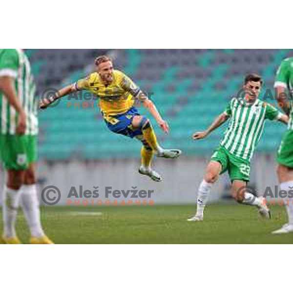 Andrej Kotnik in action during Prva Liga Telemach 2022-2023 football match between Olimpija and Koper in SRC Stozice, Ljubljana, Slovenia on April 30, 2023