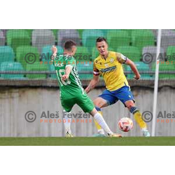 In action during Prva Liga Telemach 2022-2023 football match between Olimpija and Koper in SRC Stozice, Ljubljana, Slovenia on April 30, 2023 , Slovenia on April 23, 2023