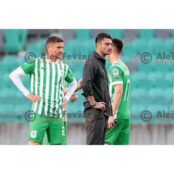 Dino Spehar and Albert Riera during Prva Liga Telemach 2022-2023 football match between Olimpija and Koper in SRC Stozice, Ljubljana, Slovenia on April 30, 2023