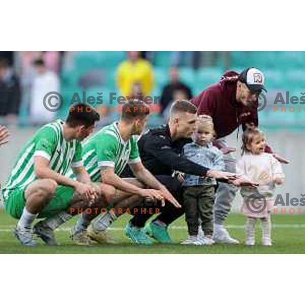 Svit Seslar, Marcel Ratnik and Matevz Vidovsek during Prva Liga Telemach 2022-2023 football match between Olimpija and Koper in SRC Stozice, Ljubljana, Slovenia on April 30, 2023