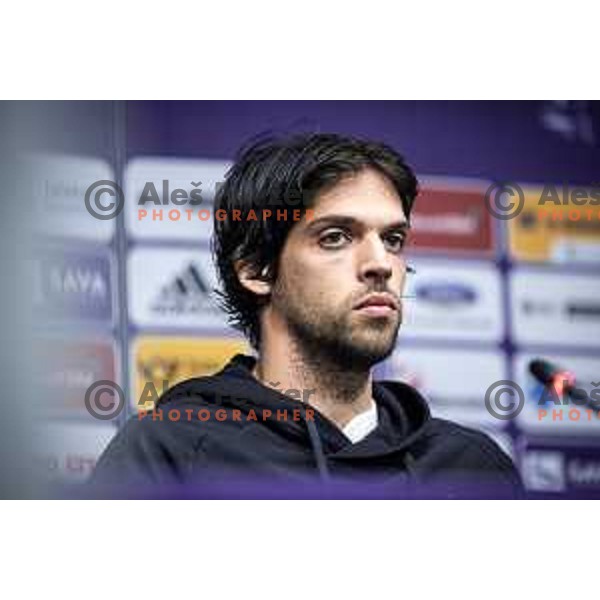 Lazar Zlicic at the press conference during Prva liga Telemach football match between Maribor and Mura in Ljudski vrt, Maribor, Slovenia on May 2, 2023. Photo: Jure Banfi