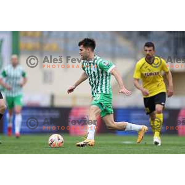 in action during Prva Liga Telemach 2022-2023 football match between Radomlje and Olimpija in Domzale, Slovenia on May 3, 2023