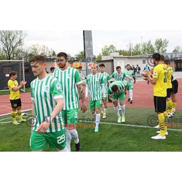 in action during Prva Liga Telemach 2022-2023 football match between Radomlje and Olimpija in Domzale, Slovenia on May 3, 2023