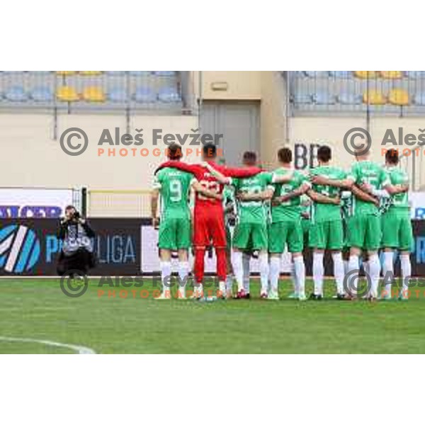 in action during Prva Liga Telemach 2022-2023 football match between Radomlje and Olimpija in Domzale, Slovenia on May 3, 2023