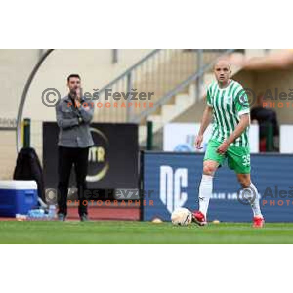 in action during Prva Liga Telemach 2022-2023 football match between Radomlje and Olimpija in Domzale, Slovenia on May 3, 2023