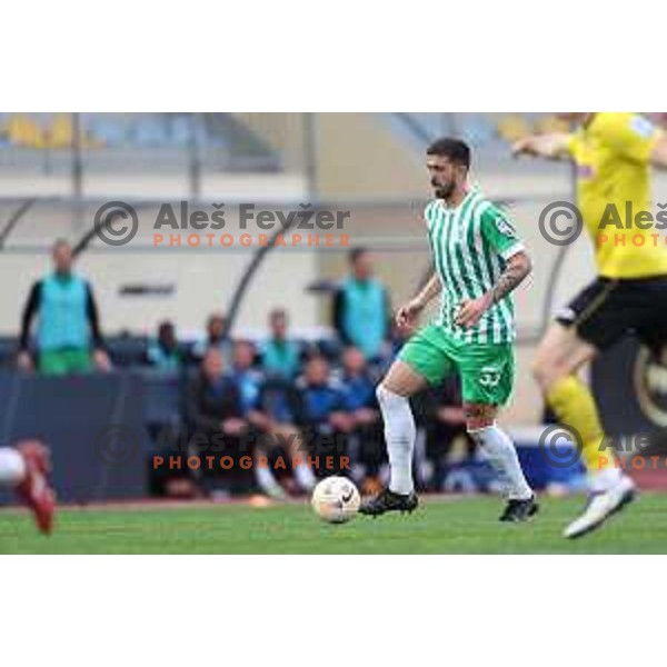 in action during Prva Liga Telemach 2022-2023 football match between Radomlje and Olimpija in Domzale, Slovenia on May 3, 2023