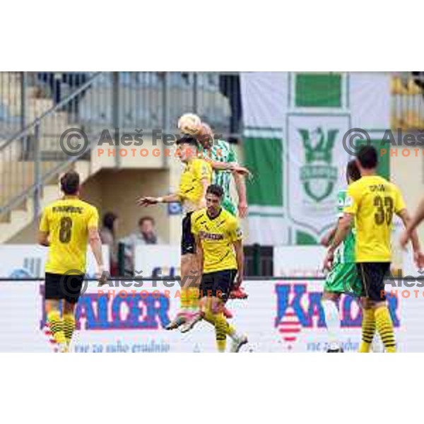 in action during Prva Liga Telemach 2022-2023 football match between Radomlje and Olimpija in Domzale, Slovenia on May 3, 2023