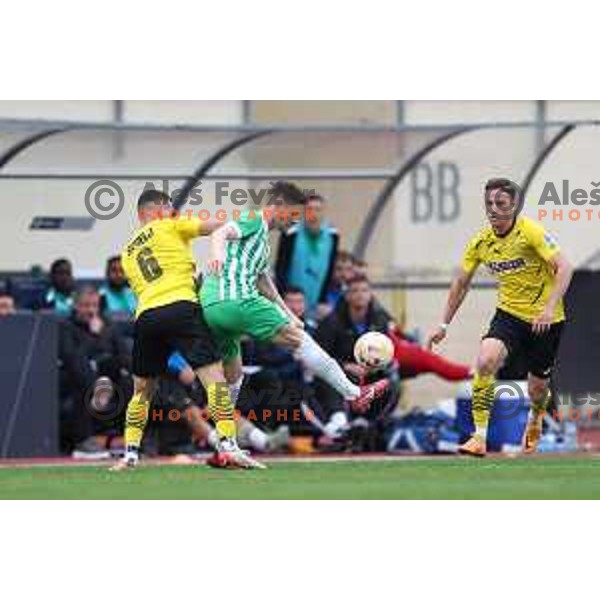 in action during Prva Liga Telemach 2022-2023 football match between Radomlje and Olimpija in Domzale, Slovenia on May 3, 2023