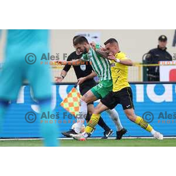 in action during Prva Liga Telemach 2022-2023 football match between Radomlje and Olimpija in Domzale, Slovenia on May 3, 2023