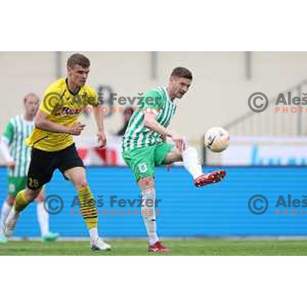 in action during Prva Liga Telemach 2022-2023 football match between Radomlje and Olimpija in Domzale, Slovenia on May 3, 2023