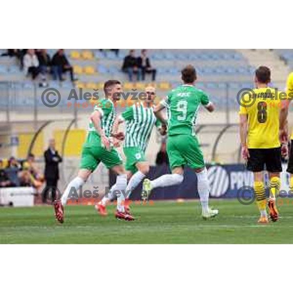 in action during Prva Liga Telemach 2022-2023 football match between Radomlje and Olimpija in Domzale, Slovenia on May 3, 2023