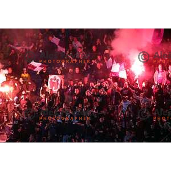 Viole and fans of Maribor at Pivovarna Union Slovenian Cup match between Olimpija and Maribor in Celje on May 6, 2023