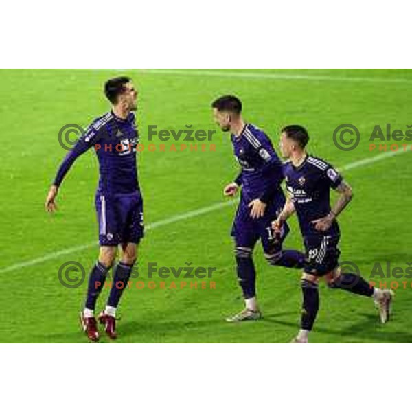 Nemanja Mitrovic celebrates goal at Pivovarna Union Slovenian Cup match between Olimpija and Maribor in Celje on May 6, 2023