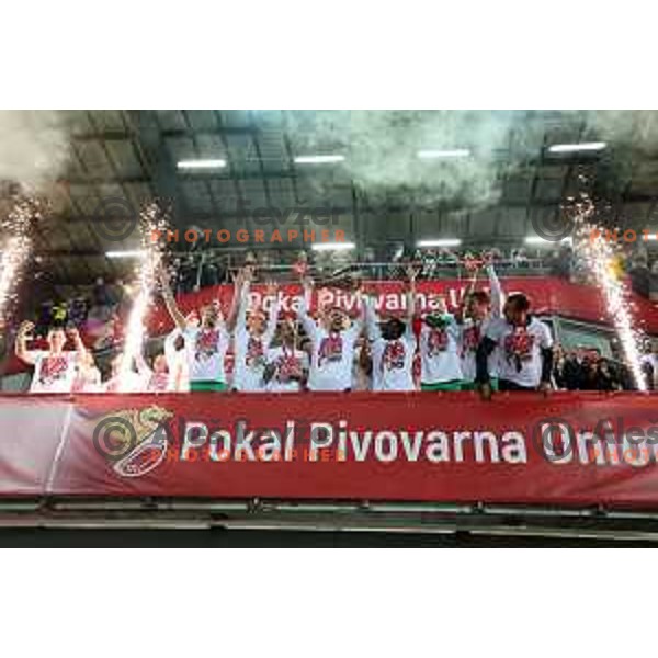 in action during Pivovarna Union Slovenian Cup match between Olimpija and Maribor in Celje on May 6, 2023 