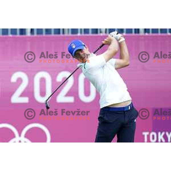 Guido Migliozzi (ITA) plays in the third round of the Olympic Golf tournament at Kasumigaseki Country Club at Tokyo 2020 Summer Olympic Games, Japan on July 31, 2021