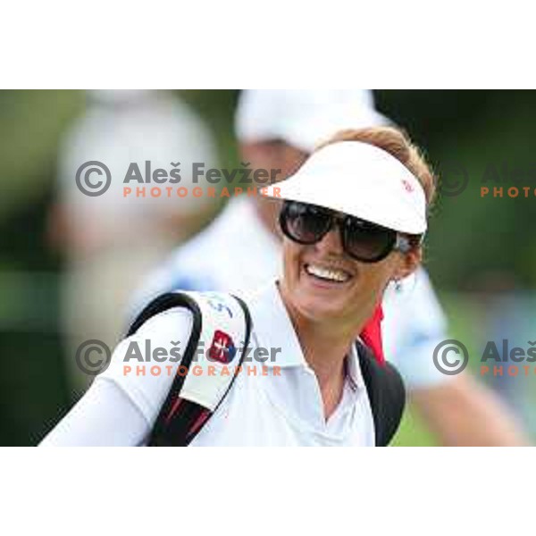 Sabatini\'s wife as caddy in the third round of the Olympic Golf tournament at Kasumigaseki Country Club at Tokyo 2020 Summer Olympic Games, Japan on July 31, 2021