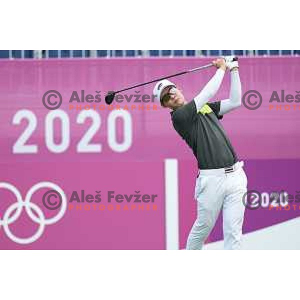 plays in the third round of the Olympic Golf tournament at Kasumigaseki Country Club at Tokyo 2020 Summer Olympic Games, Japan on July 31, 2021 
